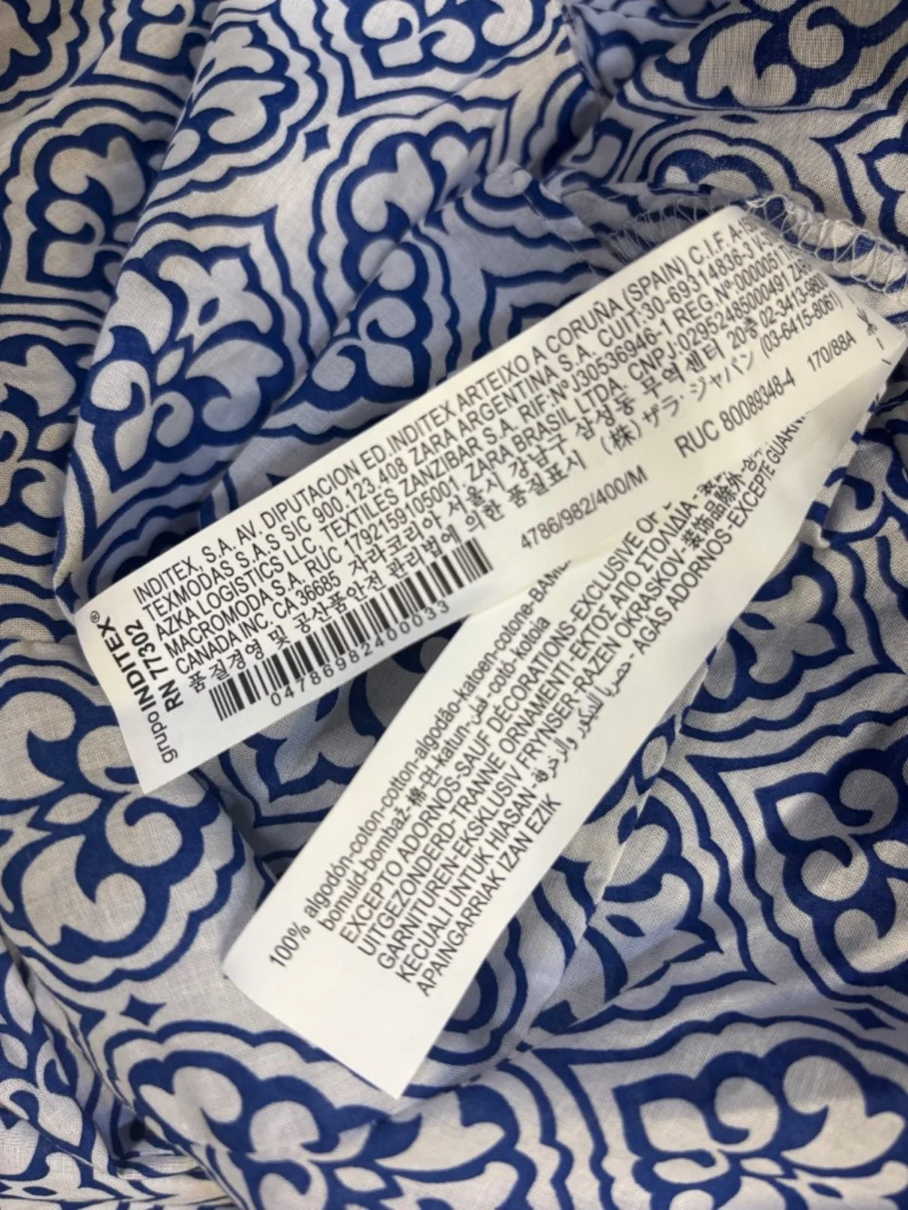 NWT [Zara] Button Down Blue White Tile Shirt Mini Dress Rope Belt | Medium - Picture 10 of 14